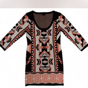 Takeout Knit Geometric Mini Dress